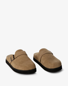 Zuecos tipo clog gamuzado café hombre