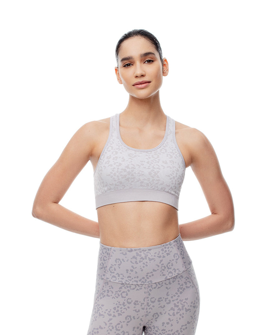 Top deportivo soporte alto seamless gris