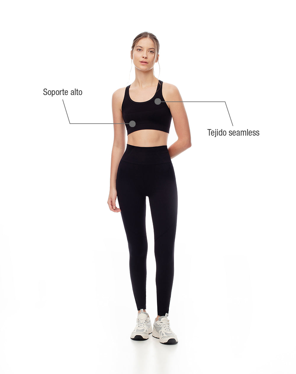 Top deportivo soporte alto seamless negro