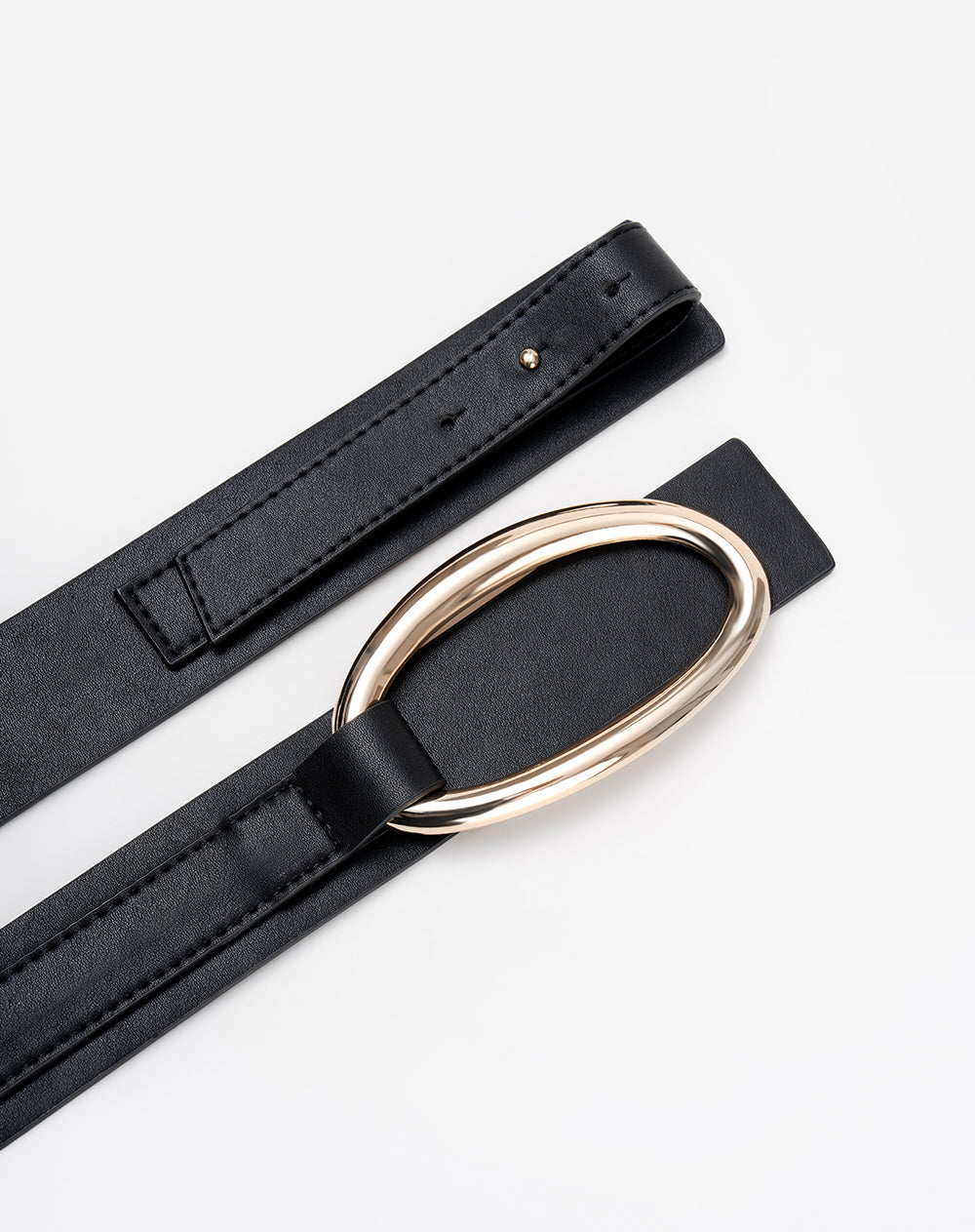 Cinturón con argolla ovalada negro mujer