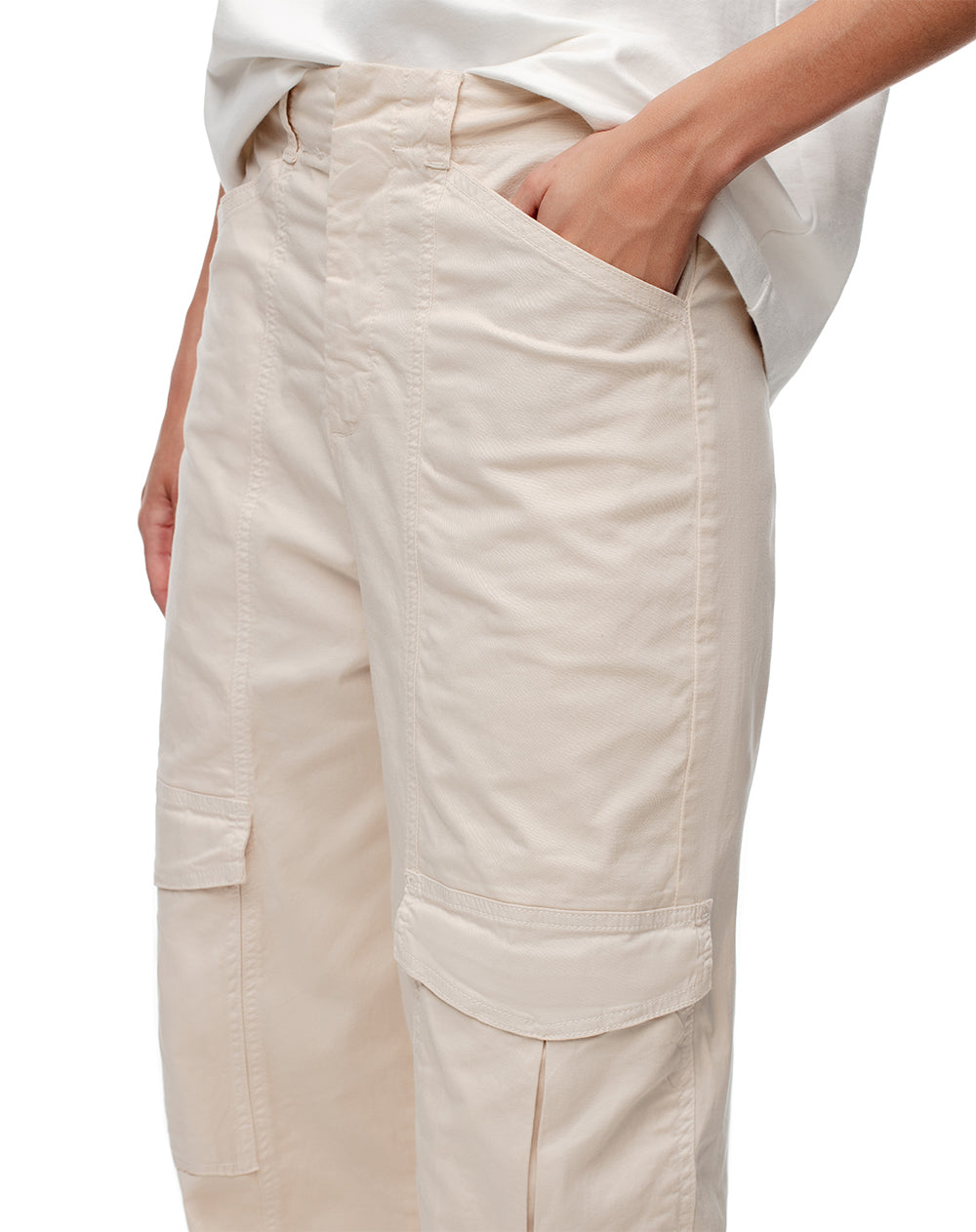 Pantalón cargo tiro alto arena mujer