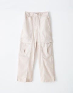 Pantalón cargo tiro medio algodón arena mujer