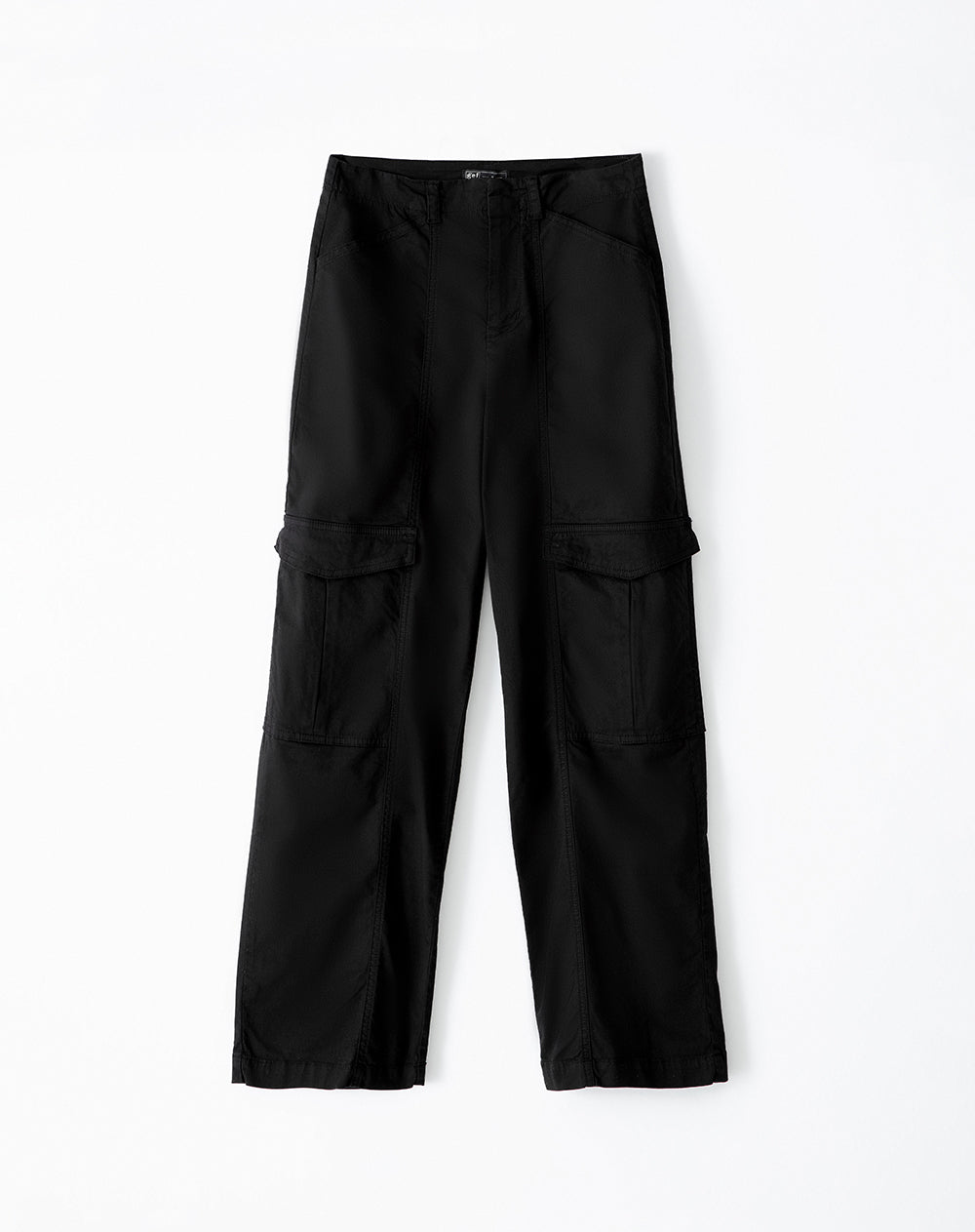 Pantalón cargo tiro medio algodón bolsillos negro mujer