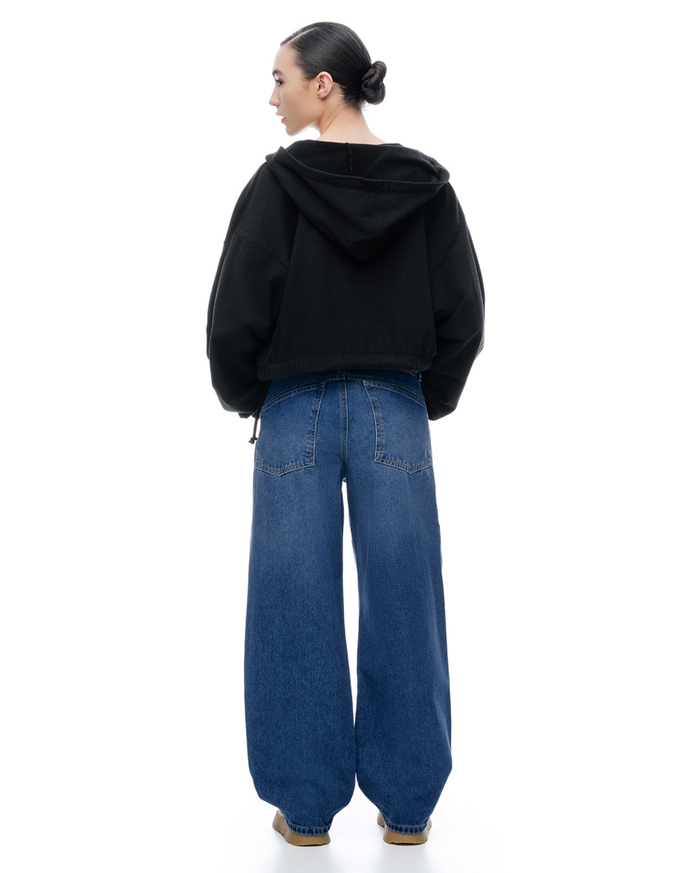 Jean baggy tiro medio índigo mujer