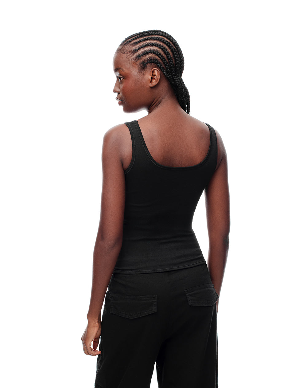 Camiseta slim sin mangas seamless negra mujer