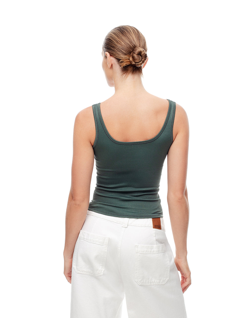 Camiseta manga sisa slim seamless verde mujer