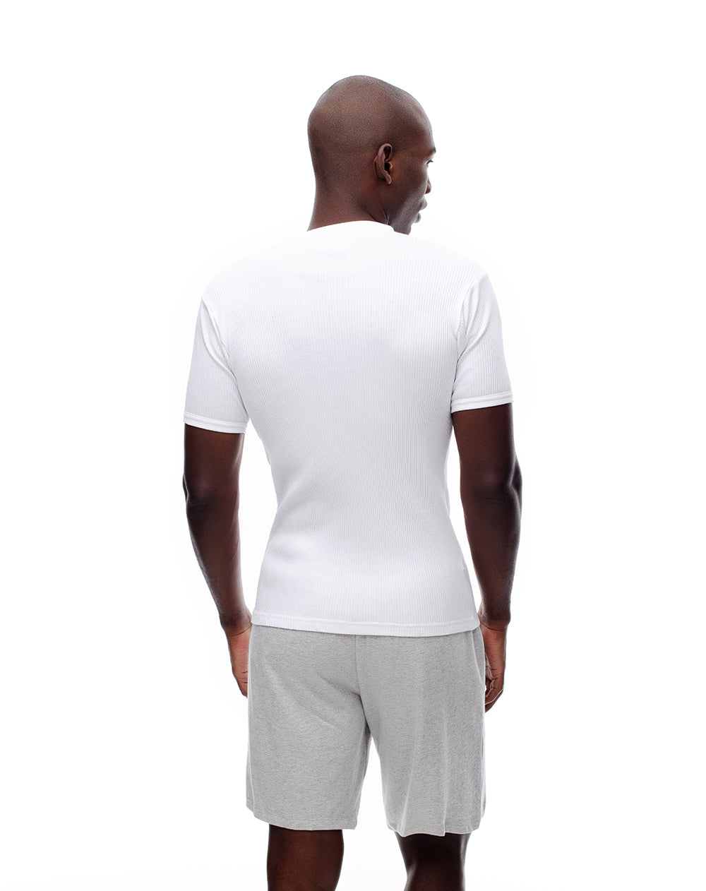 Camiseta slim rib algodón blanca hombre