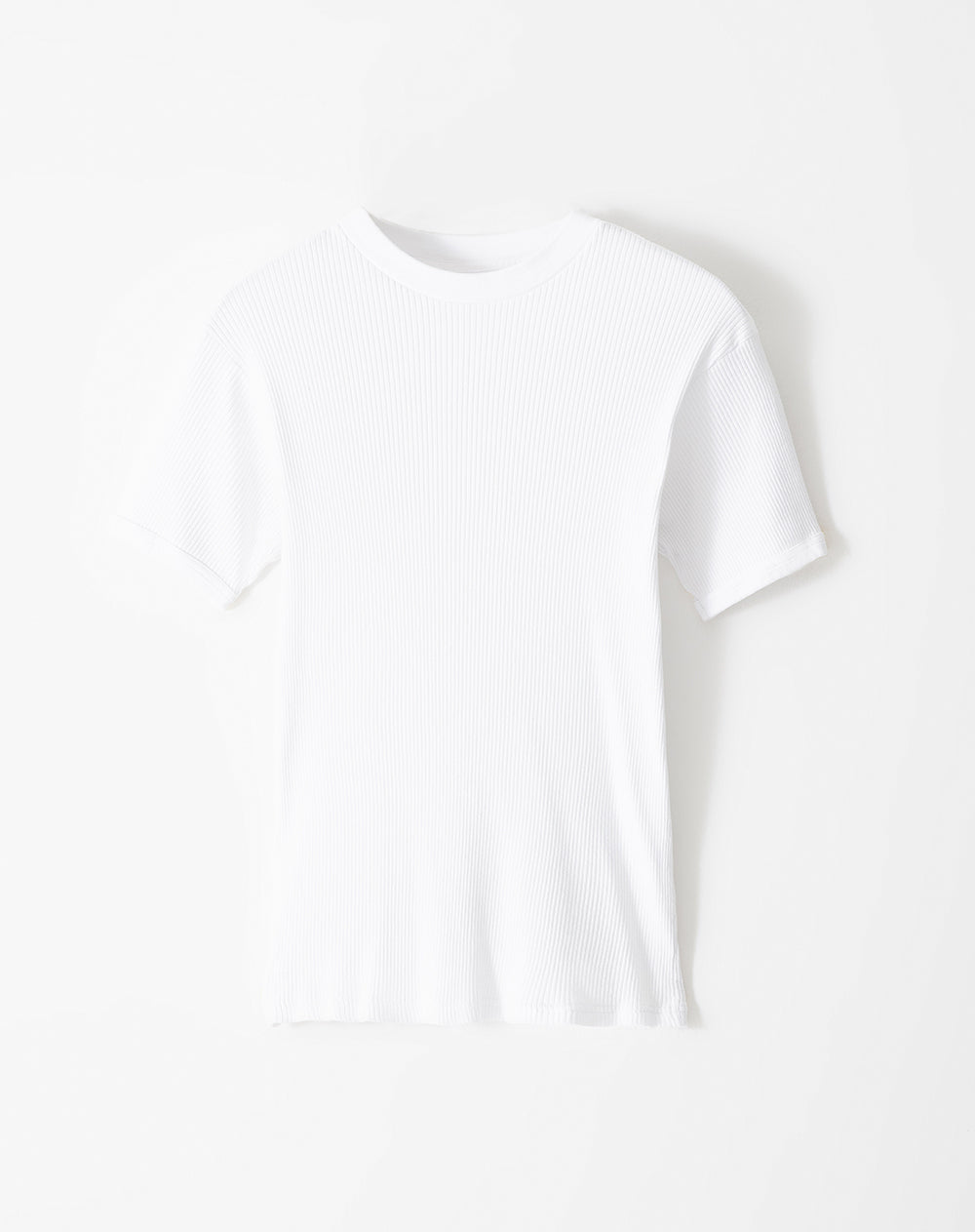 Camiseta slim rib algodón blanca hombre
