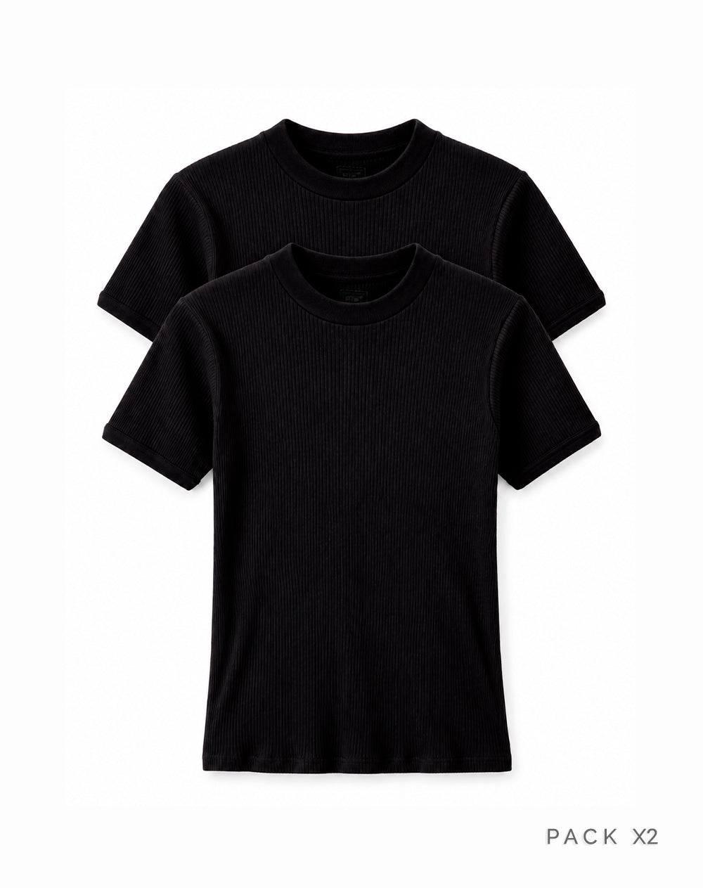 2 camisetas slim manga corta negra hombre