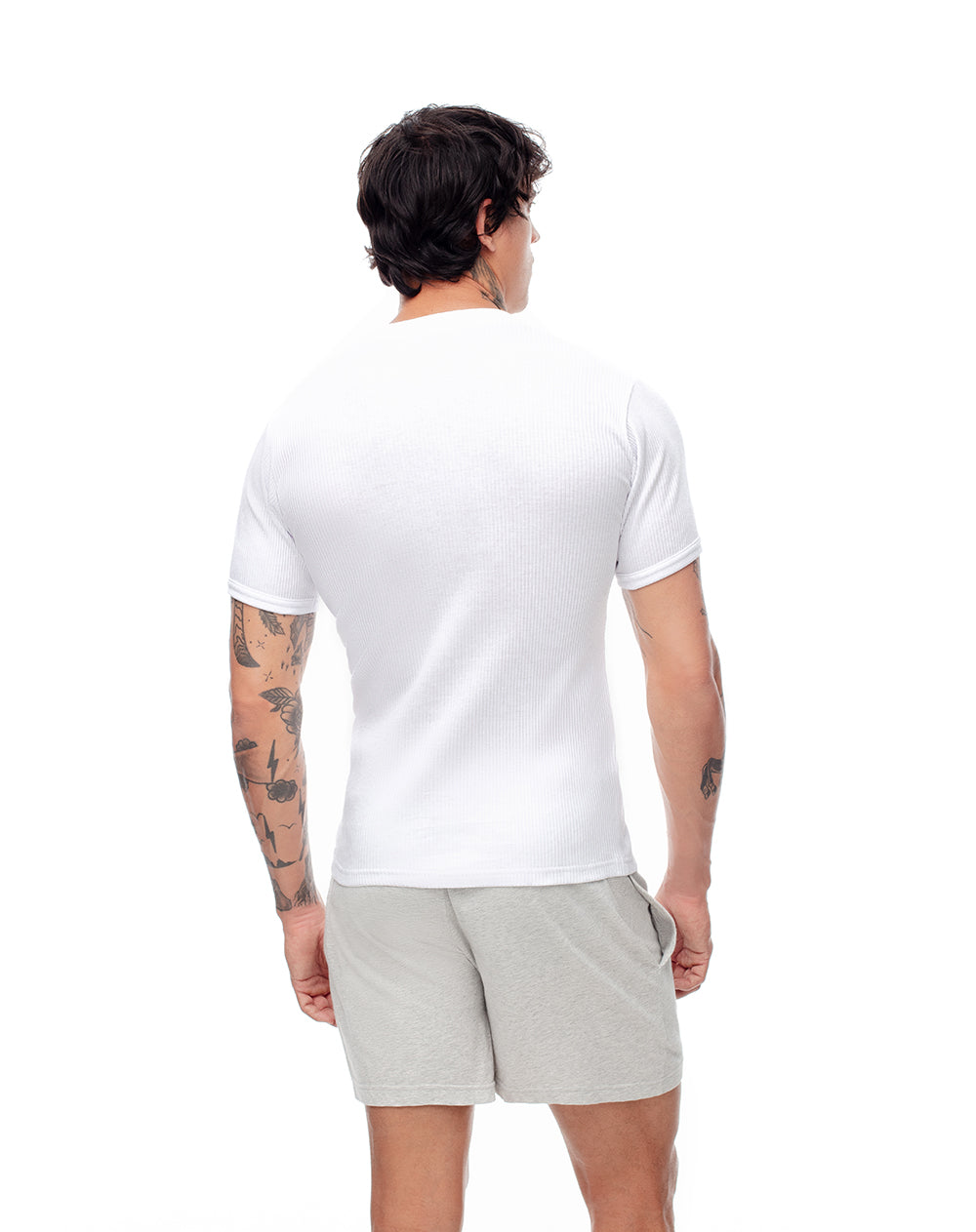 Camiseta slim algodón x2unds blanca hombre