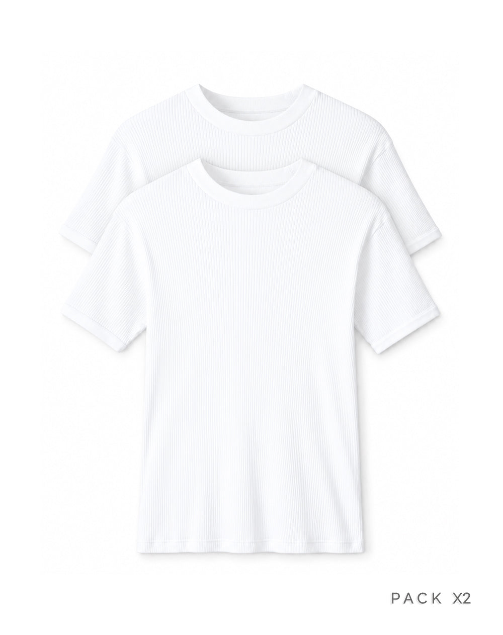 Camiseta slim algodón x2unds blanca hombre