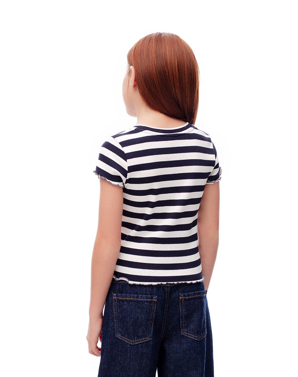 Camiseta slim algodón rayas niña