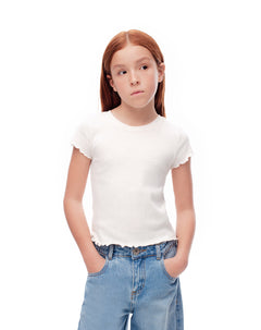 Camiseta slim algodón blanca niña