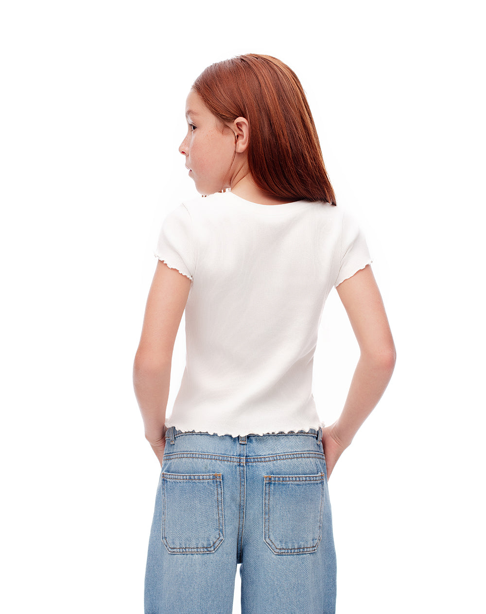 Camiseta slim algodón blanca niña