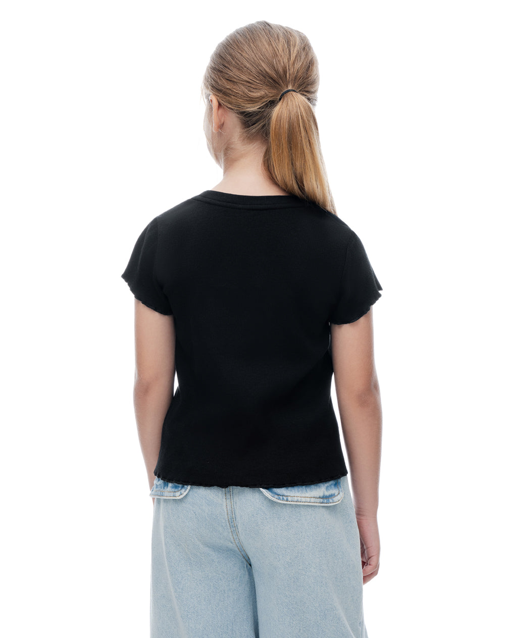 Camiseta slim manga corta negra niña