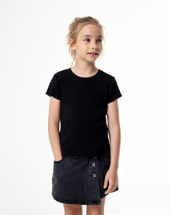 Camiseta slim algodón negra niña