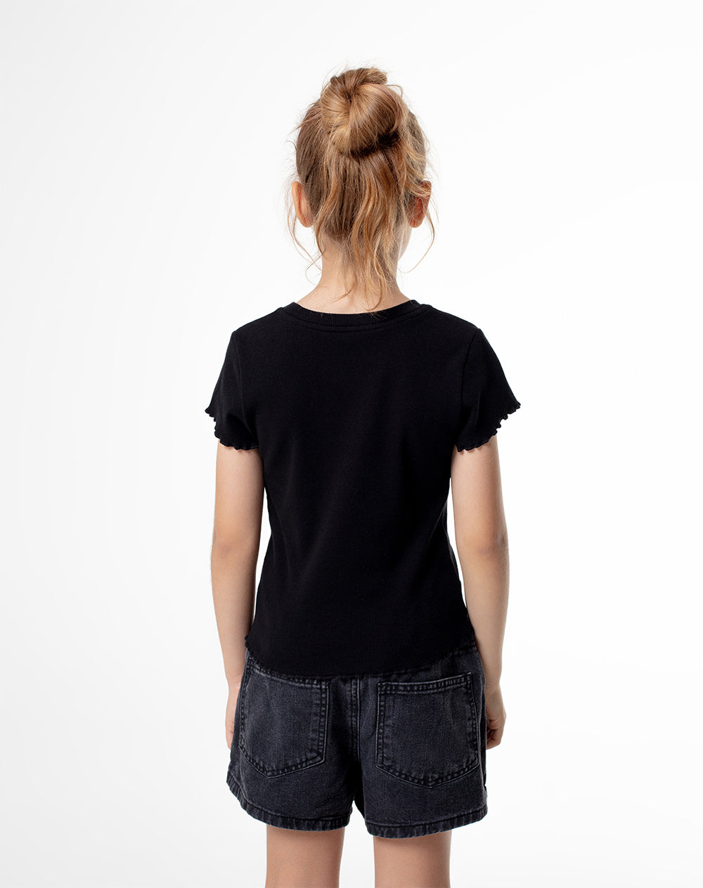 Camiseta slim algodón negra niña
