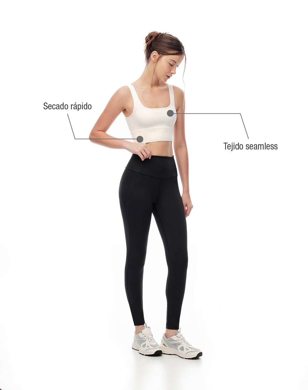 Top deportivo soporte medio seamless blanco