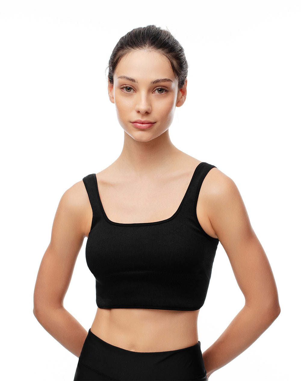 Top deportivo soporte medio seamless multifuncional negro