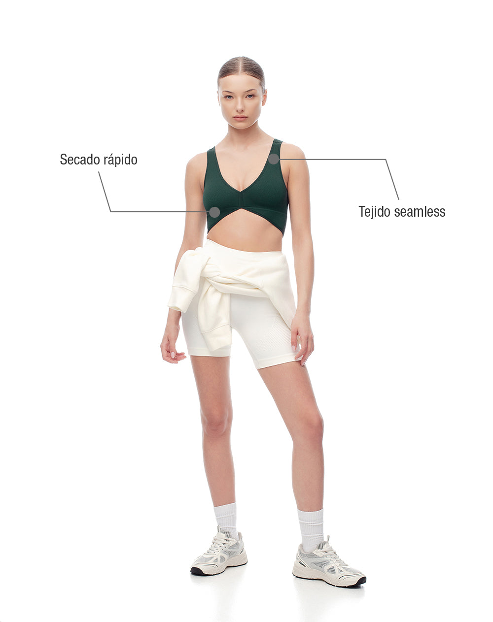 Top deportivo soporte medio seamless verde