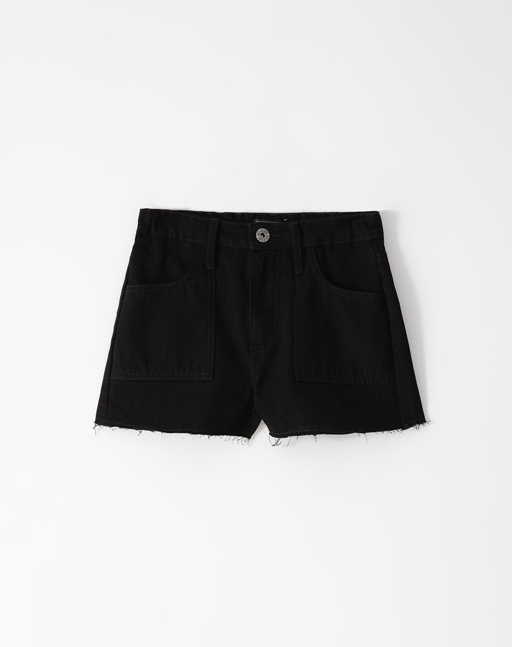 Short tiro medio denim elástico en cintura negro niña