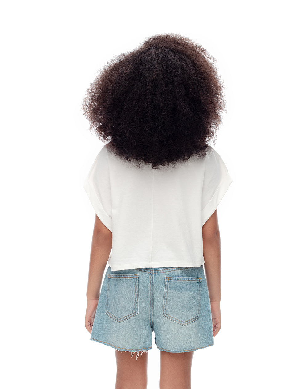 Short denim tiro medio índigo medio niña