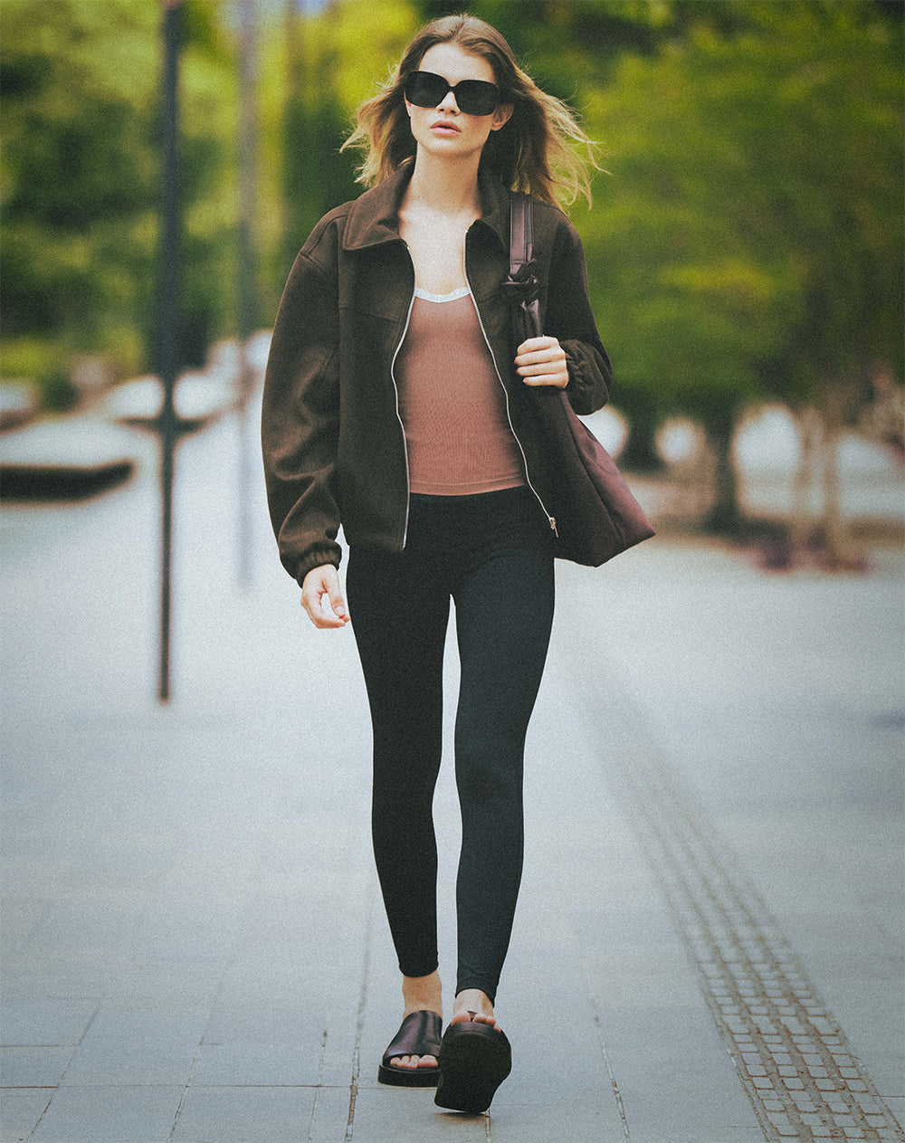 Legging deportivo secado rápido negro mujer