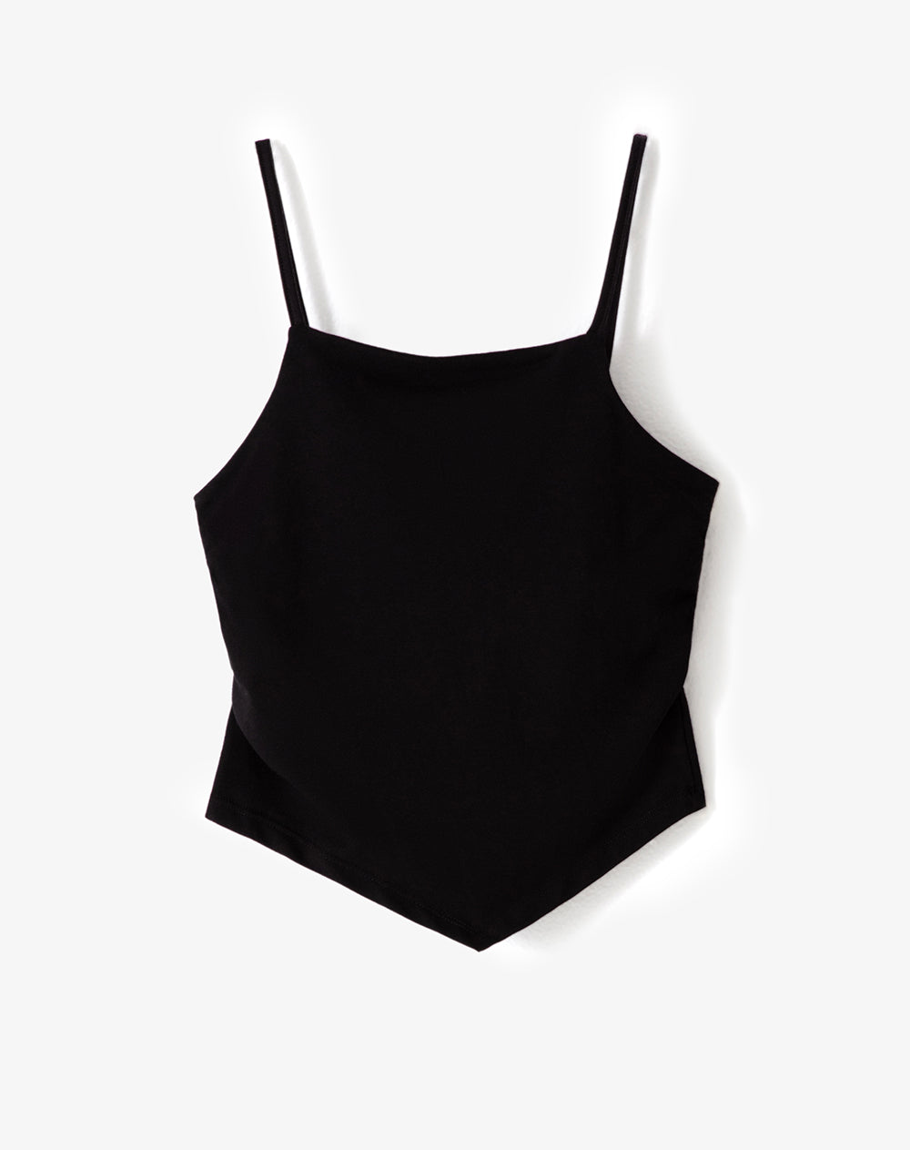 Camiseta tirantes slim recogido negra mujer