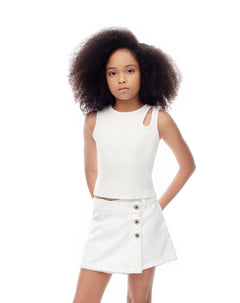 Camiseta esqueleto slim rib algodón blanca niña