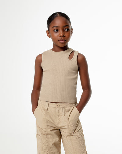 Camiseta esqueleto slim rib algodón habana niña