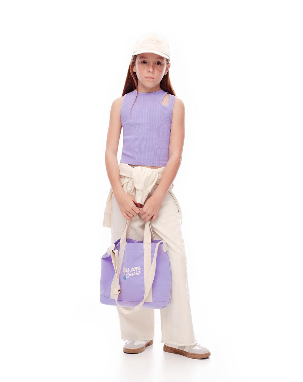 Camiseta esqueleto slim rib algodón lavanda niña