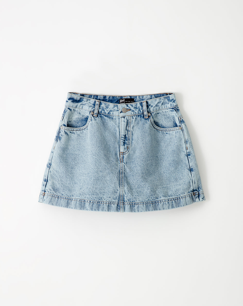 Falda short tiro alto denim índigo claro mujer