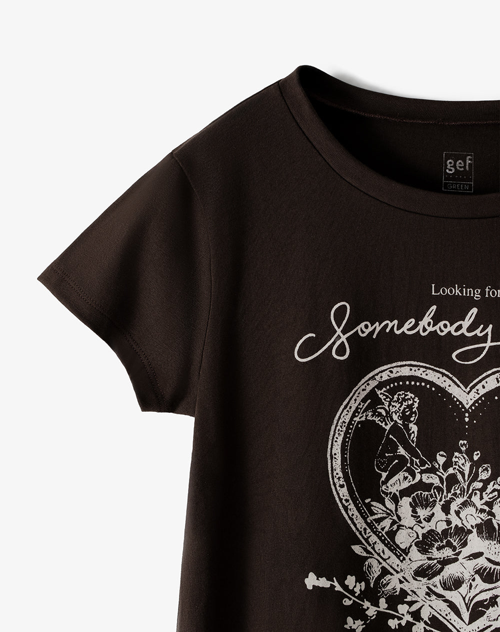 Camiseta regular algodón chocolate estampada mujer