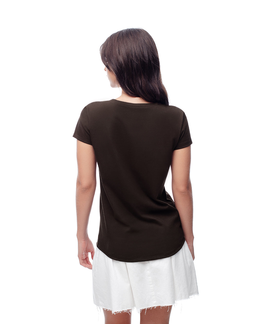 Camiseta regular algodón chocolate estampada mujer