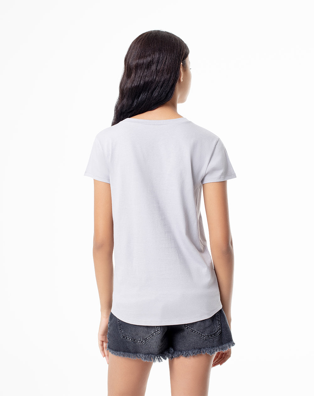 Camiseta regular algodón gris mujer