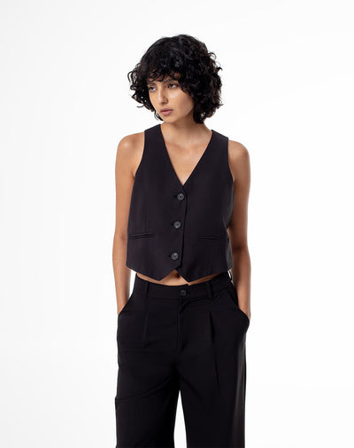 Chaleco sastre negro mujer