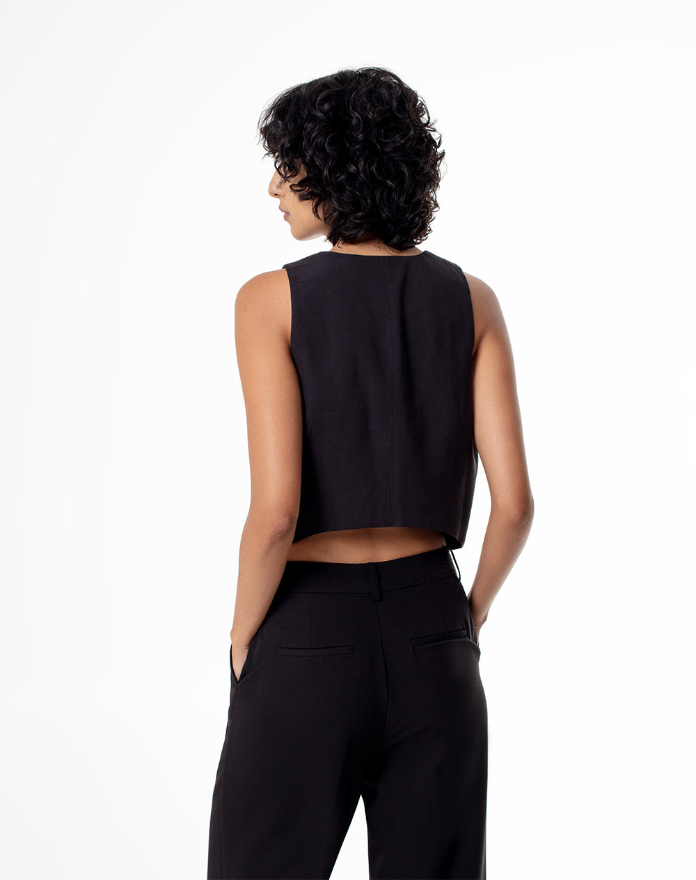 Chaleco sastre negro mujer