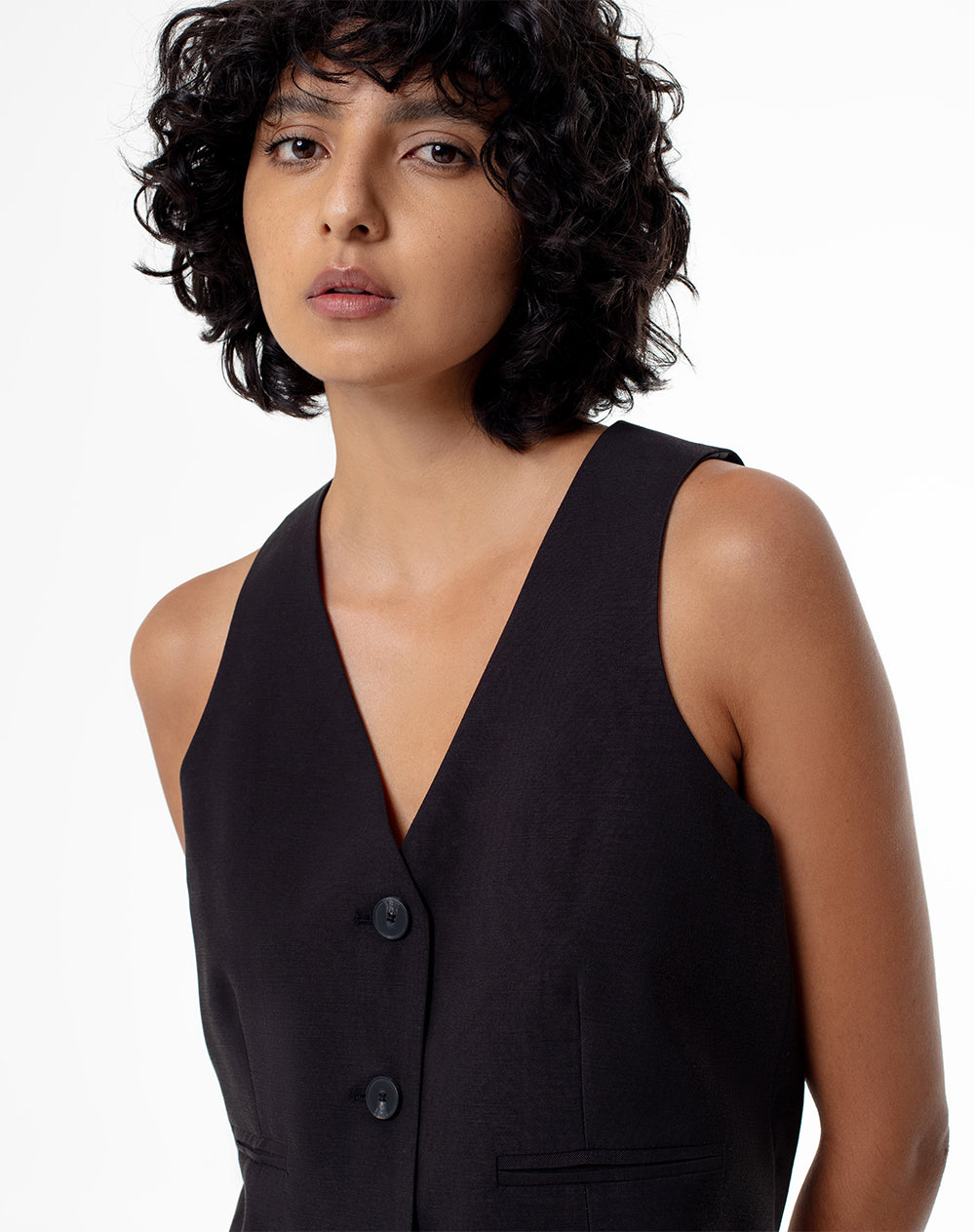 Chaleco sastre negro mujer