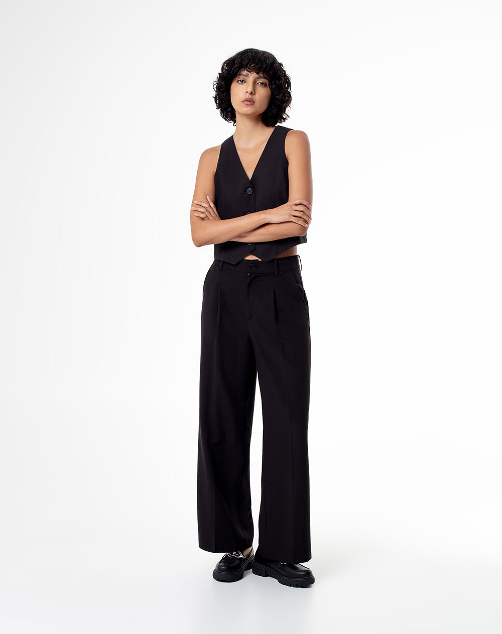 Chaleco sastre negro mujer