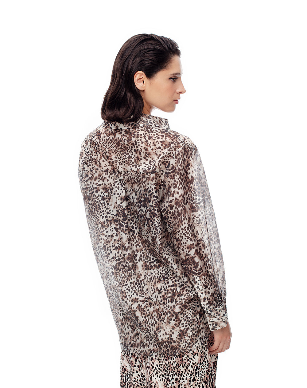Camisa manga larga oversize print mujer