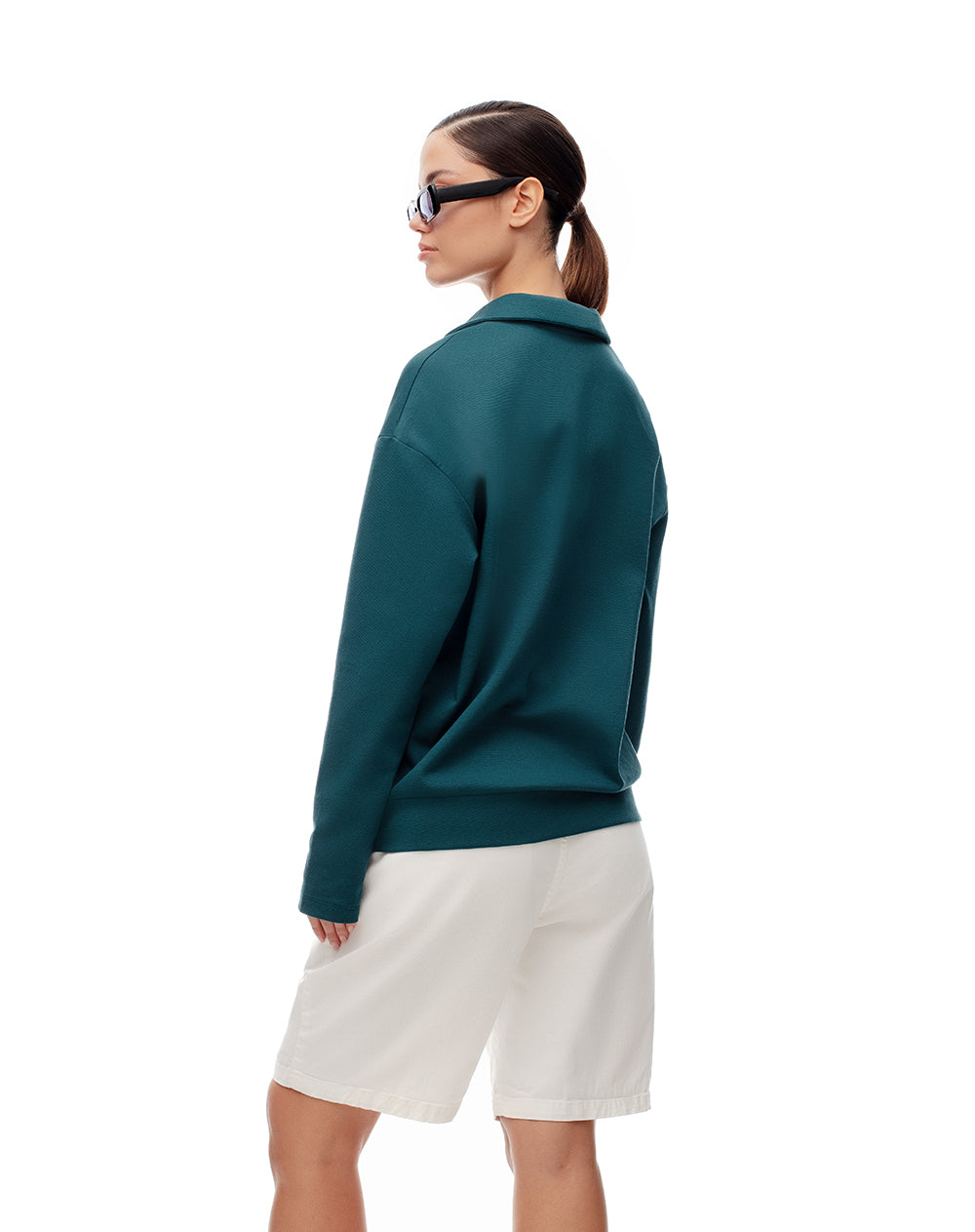 Camibuzo tipo polo oversize verde mujer