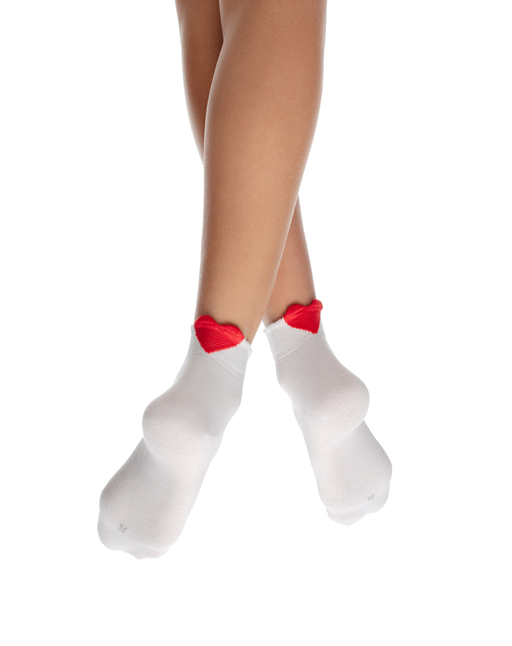 Medias mujer tobilleras blancas corazones