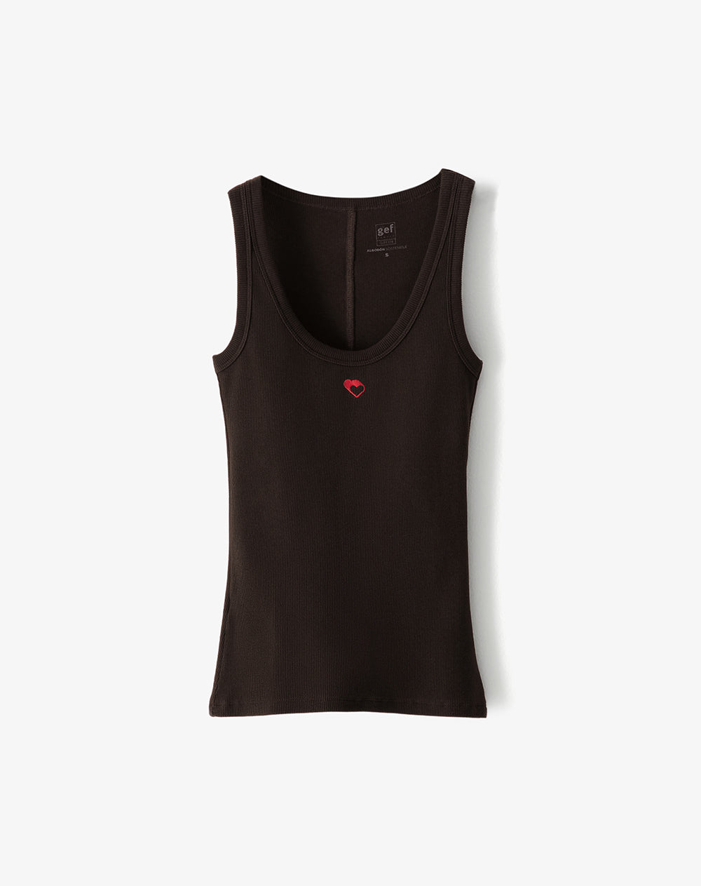 Camiseta esqueleto slim rib algodón chocolate mujer