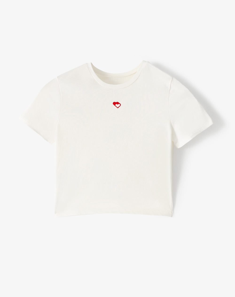 Camiseta crop slim algodón vainilla mujer