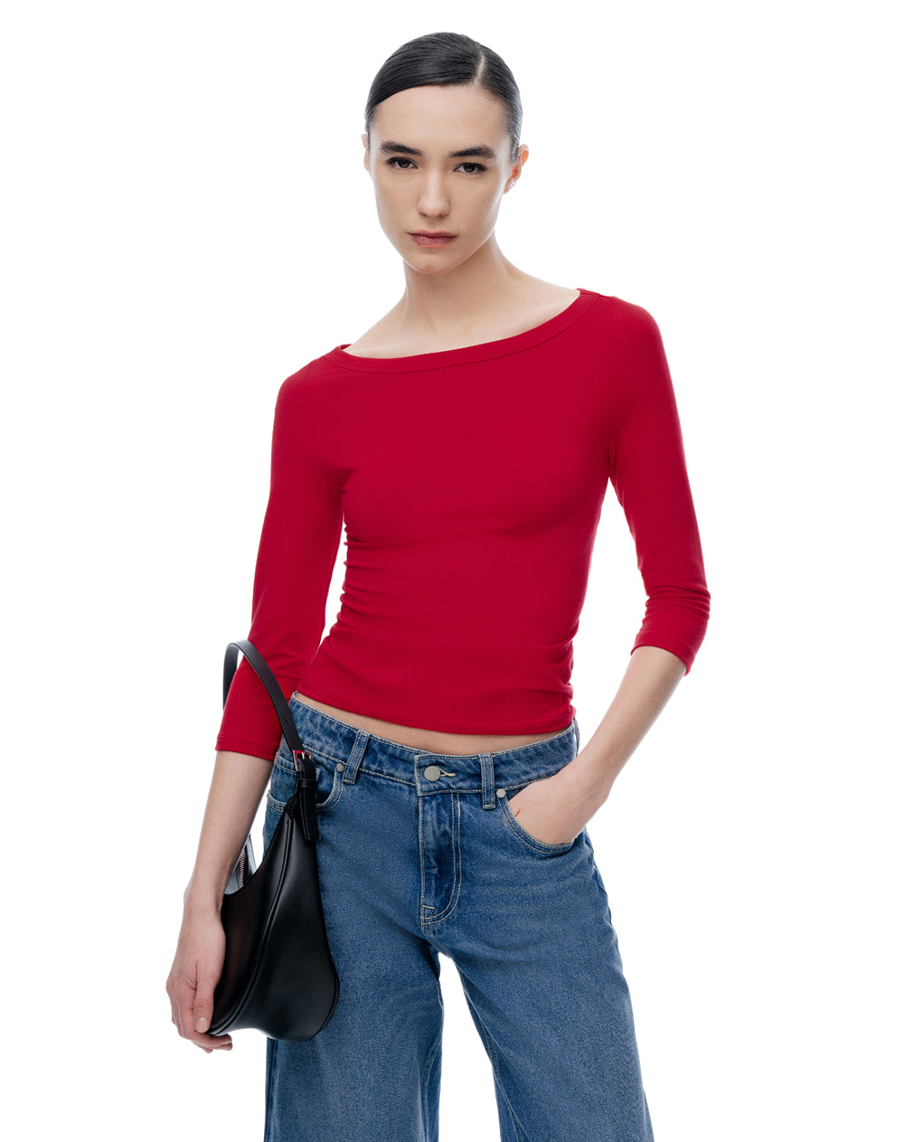 Camiseta manga 3/4 roja mujer