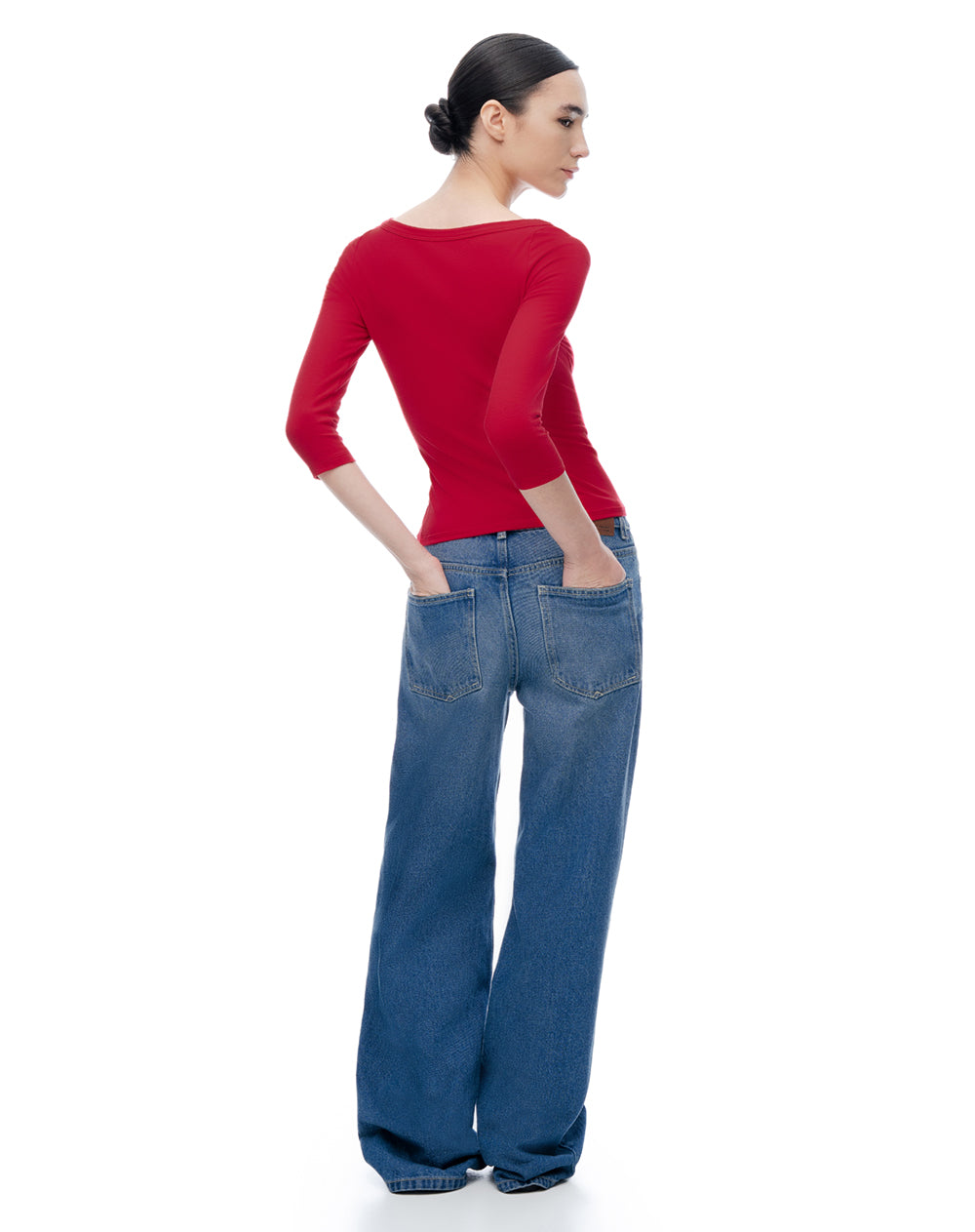 Camiseta manga 3/4 roja mujer