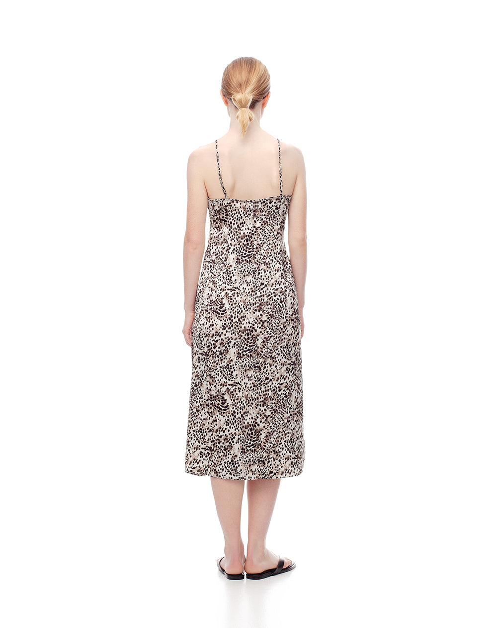 Vestido medi satinado print mujer