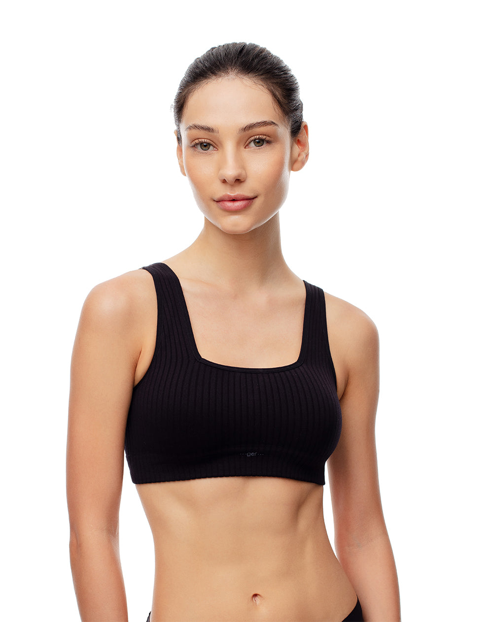 Top soporte medio seamless negro