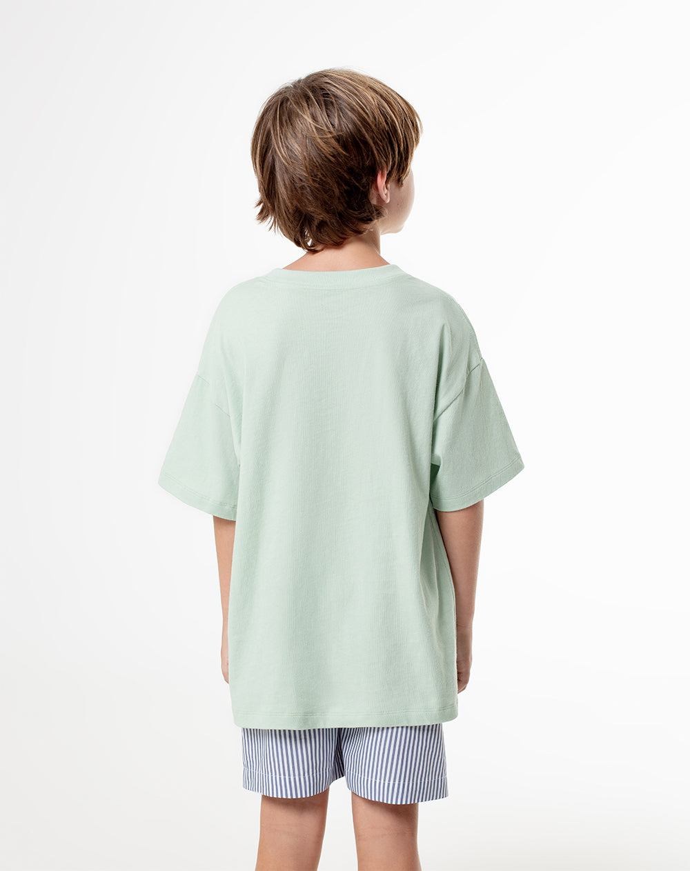 Camiseta + bermuda de pijama niña algodón verde