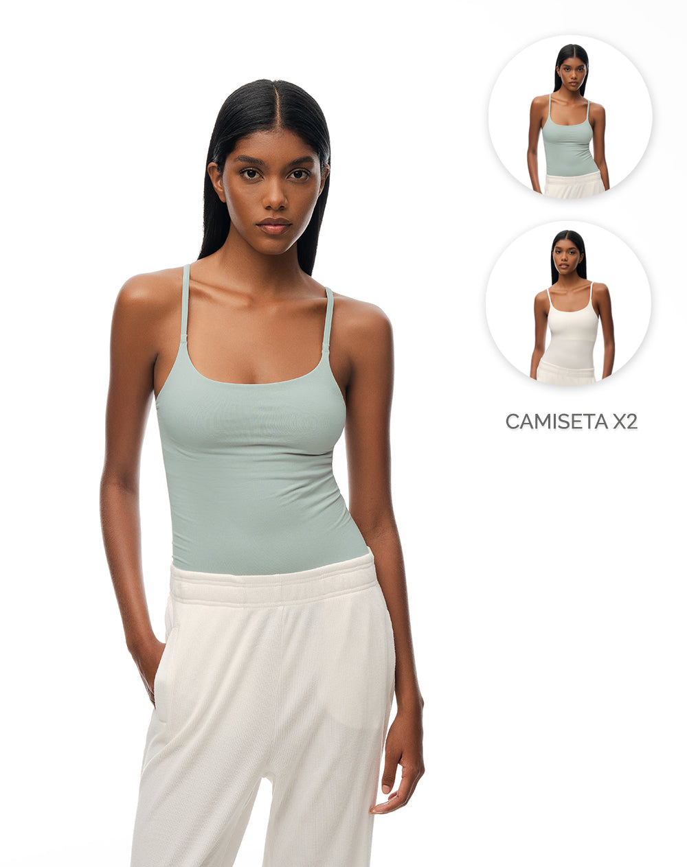 Camisilla slim seamless x2unds surtidas mujer